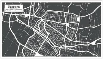 mapa de la ciudad de ferrara italia en color blanco y negro en estilo retro. esquema del mapa. vector