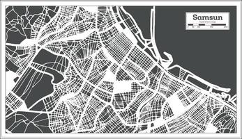 mapa de la ciudad de samsun turquía en estilo retro. esquema del mapa. vector