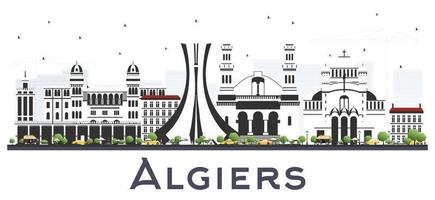 Algiers Algeria City Skyline with Gray Buildings Isolated on White. vector