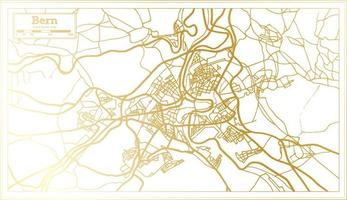 mapa de la ciudad de berna suiza en estilo retro en color dorado. esquema del mapa. vector