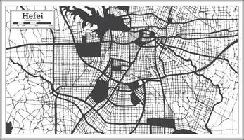 mapa de la ciudad de hefei china en color blanco y negro en estilo retro. esquema del mapa. vector