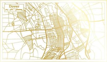 mapa de la ciudad de dover delaware usa en estilo retro en color dorado. esquema del mapa. vector