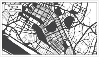 mapa de la ciudad de goyang corea del sur en color blanco y negro en estilo retro. vector