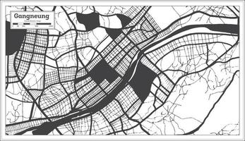 Gangneung South Korea City Map in Black and White Color in Retro Style. vector