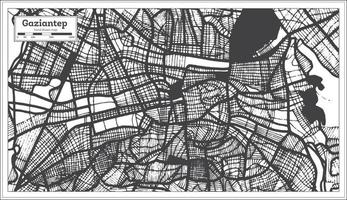 mapa de la ciudad de gaziantep turquía en color blanco y negro en estilo retro. esquema del mapa. vector