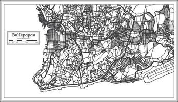 mapa de la ciudad de balikpapan indonesia en color blanco y negro. vector