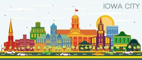 horizonte de la ciudad de iowa con edificios de color y cielo azul. vector