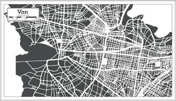 mapa de la ciudad de van turquía en estilo retro. esquema del mapa. vector