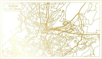 Belfast Ireland City Map in Retro Style in Golden Color. Outline Map. vector
