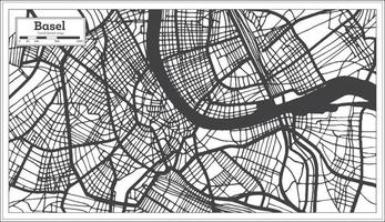 mapa de la ciudad de basilea suiza en color blanco y negro en estilo retro. vector