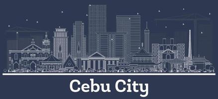 Outline Cebu City Philippines Skyline with White Buildings. vector