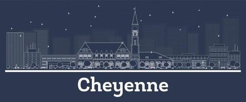 Outline Cheyenne Wyoming City Skyline with White Buildings. vector