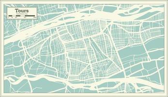 Tours France City Map in Retro Style. Outline Map. Vector Illustration.
