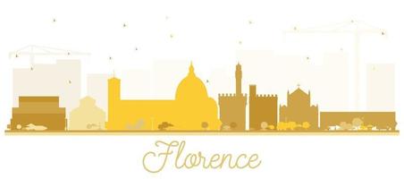 silueta del horizonte de la ciudad de florencia italia con edificios dorados aislados en blanco. vector