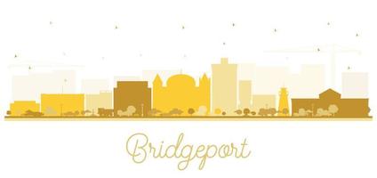 horizonte de la ciudad de bridgeport connecticut con edificios dorados aislados en blanco. vector