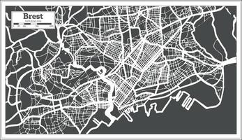 Brest France City Map in Retro Style. Outline Map. Vector Illustration.