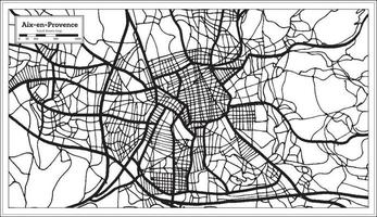 mapa de la ciudad de aix-en-provence francia en color blanco y negro en estilo retro. esquema del mapa. vector