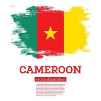 Cameroon Flag with Brush Strokes. Independence Day. vector