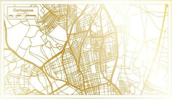 Cartagena Spain City Map in Retro Style in Golden Color. Outline Map. vector