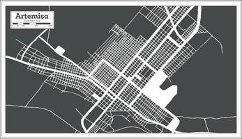 mapa de la ciudad de artemisa cuba en estilo retro. esquema del mapa. vector