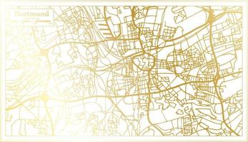 mapa de la ciudad de dortmund alemania en estilo retro en color dorado. esquema del mapa. vector