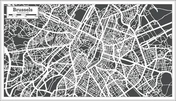 Brussels City Map in Retro Style. Outline Map. vector