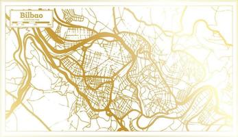 mapa de la ciudad de bilbao españa en estilo retro en color dorado. esquema del mapa. vector