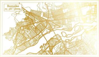 mapa de la ciudad de bamako mali en estilo retro en color dorado. esquema del mapa. vector