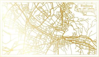 mapa de la ciudad de freiburg alemania en estilo retro en color dorado. esquema del mapa. vector