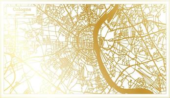 Cologne Germany City Map in Retro Style in Golden Color. Outline Map. vector