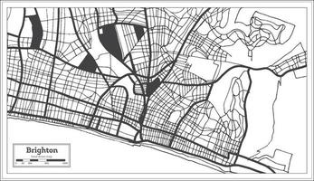 mapa de la ciudad de gran bretaña de brighton en color blanco y negro en estilo retro. esquema del mapa. vector