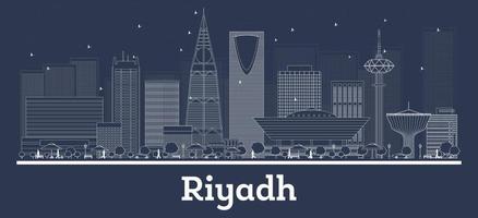 delinear el horizonte de la ciudad de riyadh arabia saudita con edificios blancos. vector