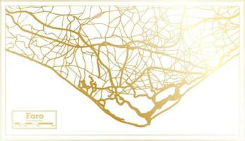 mapa de la ciudad de faro portugal en estilo retro en color dorado. esquema del mapa. vector