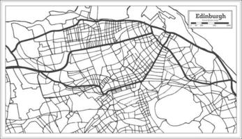 mapa de la ciudad de edimburgo gran bretaña en color blanco y negro en estilo retro. esquema del mapa. vector