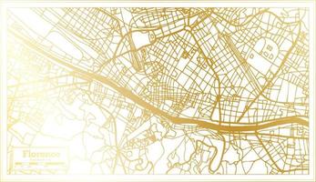 mapa de la ciudad de florencia italia en estilo retro en color dorado. esquema del mapa. vector