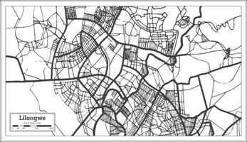 Lilongwe Malawi Map in Black and White Color. vector
