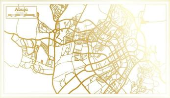 mapa de la ciudad de abuja nigeria en estilo retro en color dorado. esquema del mapa. vector