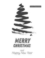 Christmas Tree Sketch Isolated on White Background. Merry Christmas. Silhouette of Hand Drawn Spruce Tree. vector