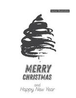 Christmas Tree Sketch Isolated on White Background. Merry Christmas. Silhouette of Hand Drawn Spruce Tree. vector