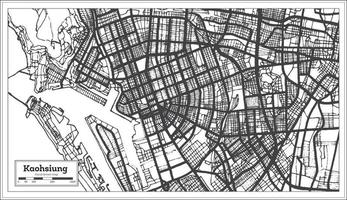 Kaohsiung Taiwan Indonesia City Map in Black and White Color. Outline Map. vector