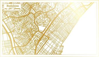 mapa de la ciudad de badalona españa en estilo retro en color dorado. esquema del mapa. vector