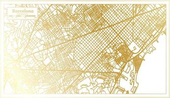 Barcelona Spain City Map in Retro Style in Golden Color. Outline Map. vector
