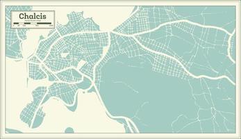 Chalcis Greece City Map in Retro Style. Outline Map. vector