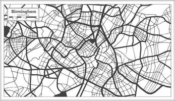 mapa de la ciudad de birmingham gran bretaña en color blanco y negro en estilo retro. esquema del mapa. vector