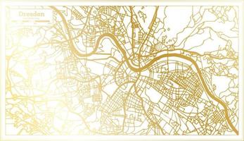 Dresden Germany City Map in Retro Style in Golden Color. Outline Map. vector