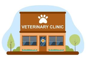 clínica veterinaria u hospital de mascotas en diseño plano. vector