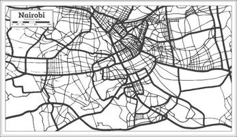 Mapa de la ciudad de Nairobi, Kenia, en color blanco y negro. esquema del mapa. vector