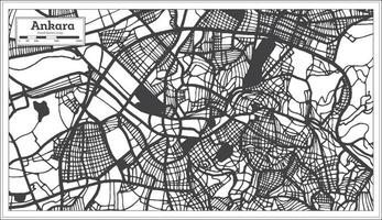 mapa de la ciudad de ankara turquía en color blanco y negro en estilo retro. esquema del mapa. vector