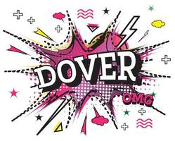 dover texto cómico en estilo pop art aislado sobre fondo blanco. vector