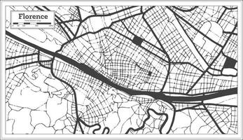 mapa de la ciudad de florencia italia en color blanco y negro en estilo retro. esquema del mapa. vector